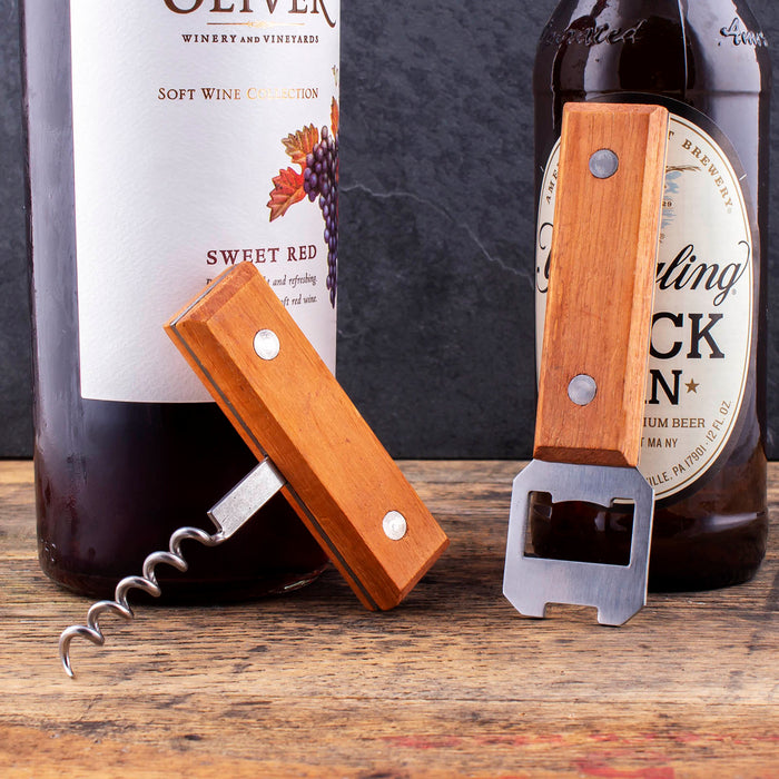 Wood Corkscrew w/Bottle Stopper