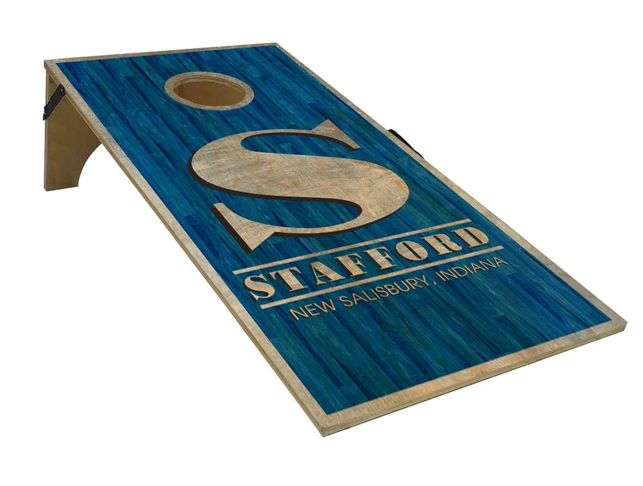 CUSTOMIZABLE Cornhole Game Boards - BLUE WOOD PLANKS - 22" x 44"