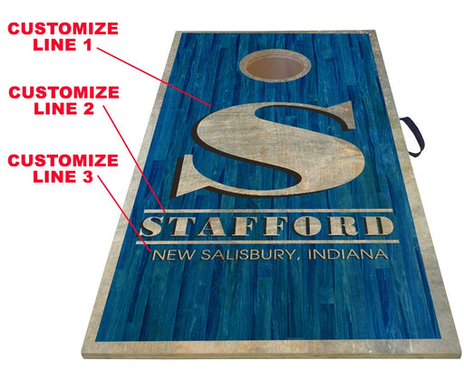 CUSTOMIZABLE Cornhole Game Boards - BLUE WOOD PLANKS - 22" x 44"