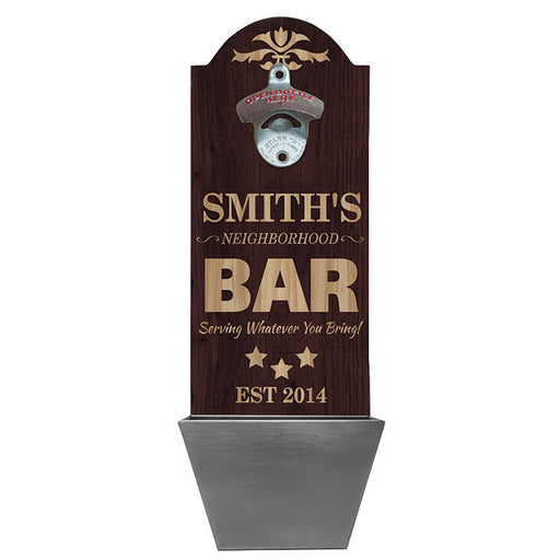 Custom Round Top Plaque with Cap Catcher - Neighborhood Bar