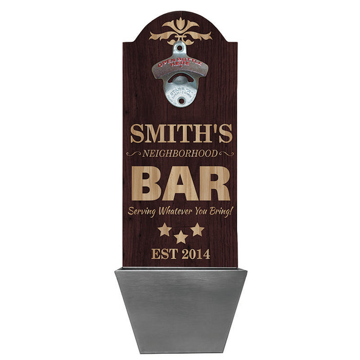 Custom Round Top Plaque with Cap Catcher - Neighborhood Bar