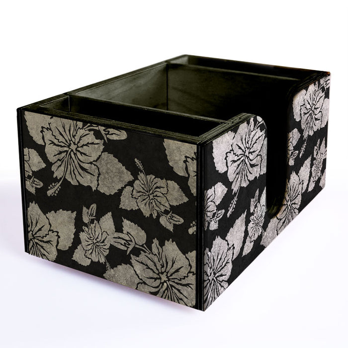 Wooden Bar Caddy - Rustic Hibiscus - Black