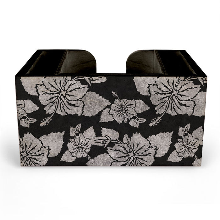 Wooden Bar Caddy - Rustic Hibiscus - Black