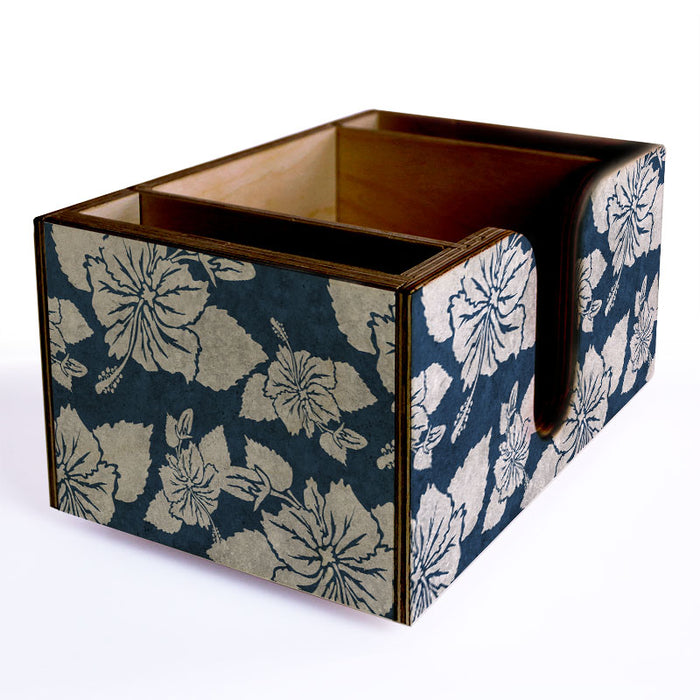 Wooden Bar Caddy - Rustic Hibiscus - Blue