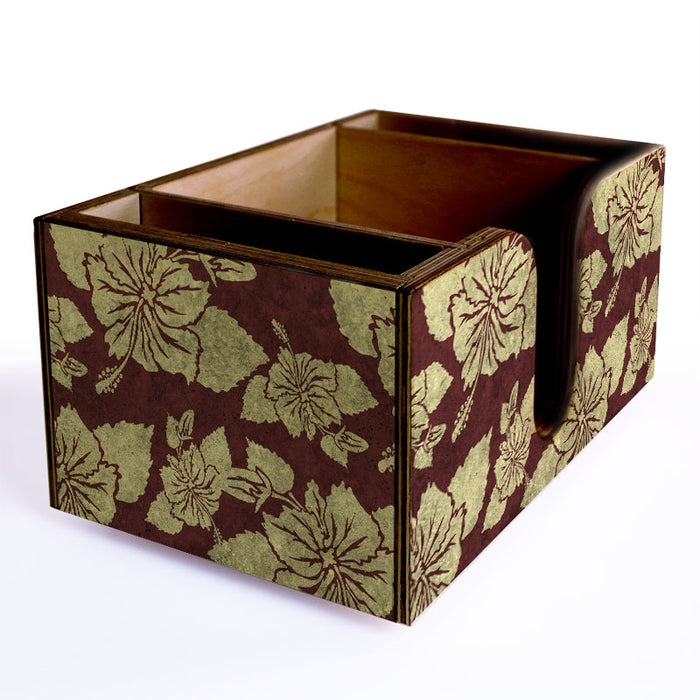 Wooden Bar Caddy - Rustic Hibiscus - Maroon