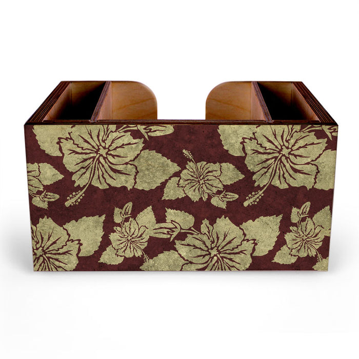 Wooden Bar Caddy - Rustic Hibiscus - Maroon