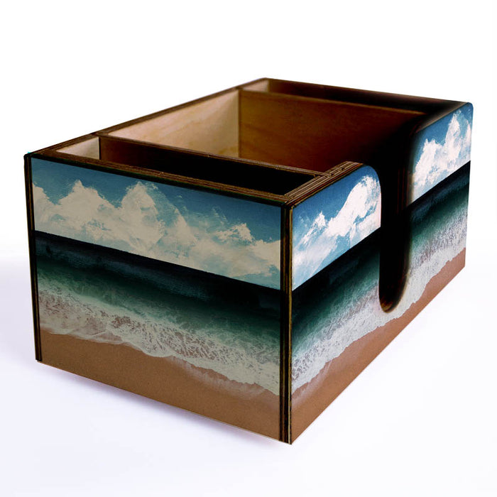 Wooden Bar Caddy - Beach Scene