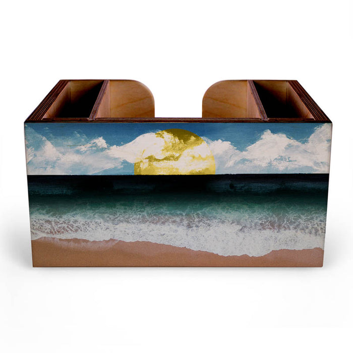 Wooden Bar Caddy - Beach Scene