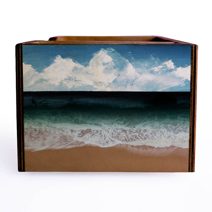 Wooden Bar Caddy - Beach Scene