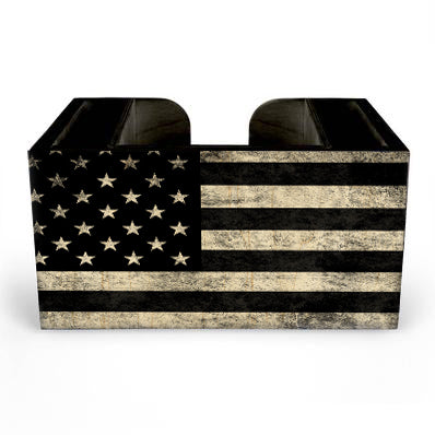 Wooden Bar Caddy - Black American Flag