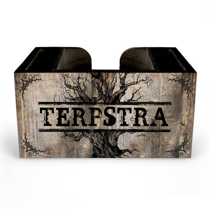 Customizable Wooden Bar Caddy - Rustic Tree