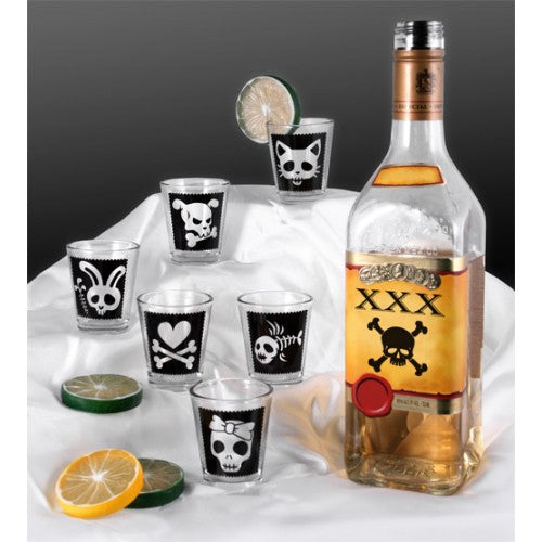 1.75 oz Shot Glass- Cutsey Skulls