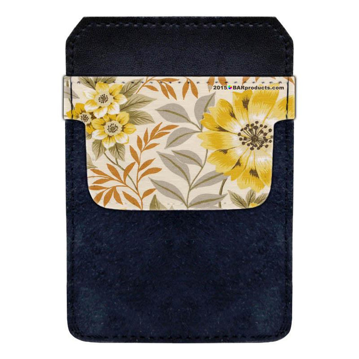 Leather Bottle Opener Pocket Protector w/ Designer Flap - Sunflower Floral