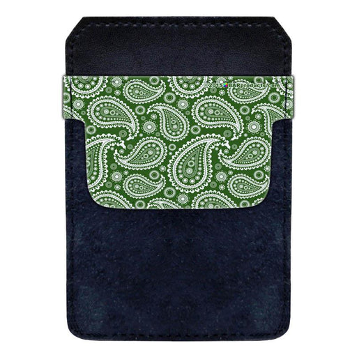 Leather Bottle Opener Pocket Protector w/ Designer Flap - Green Paisley