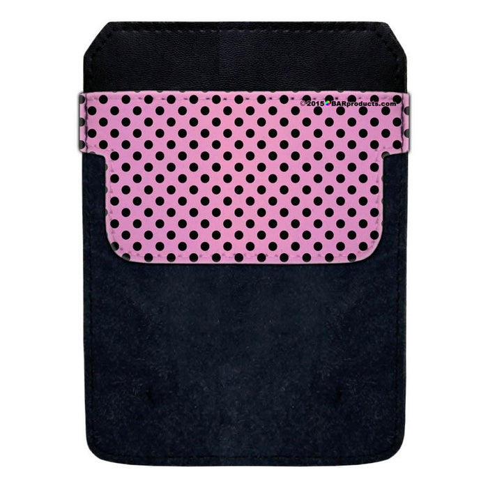 DekoPokit™ Leather Bottle Opener Pocket Protector w/ Designer Flap - Pink and Black Polka Dots - LARGE