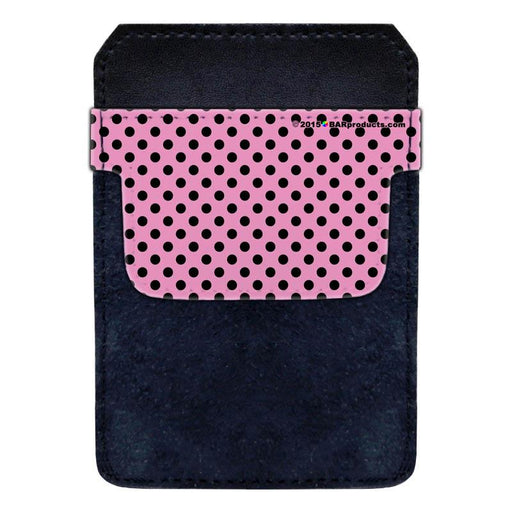 DekoPokit™ Leather Bottle Opener Pocket Protector w/ Designer Flap - Pink and Black Polka Dots - SMALL