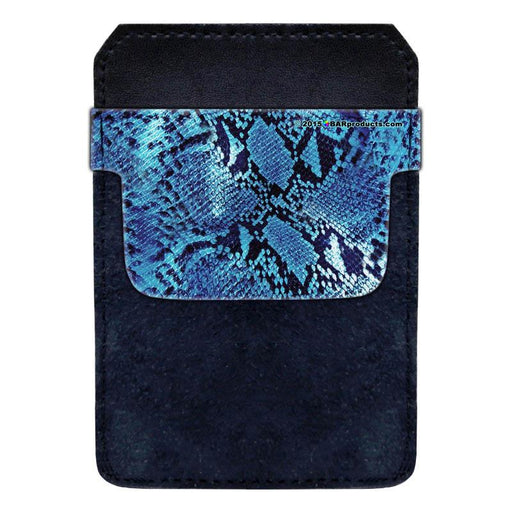 DekoPokit™ Leather Bottle Opener Pocket Protector w/ Designer Flap - Blue Snakeskin - SMALL