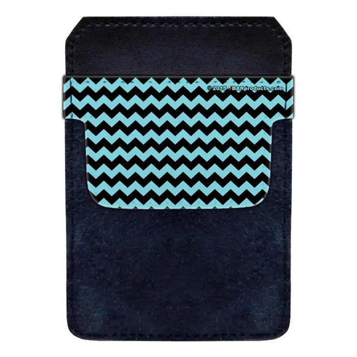 DekoPokit™ Leather Bottle Opener Pocket Protector w/ Designer Flap - Teal and Black Zig Zag - SMALL