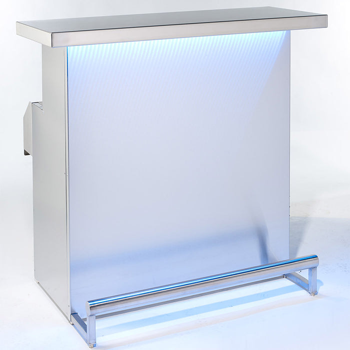 Stainless Steel Portable Bar with 3D Holographic Lighting and Integrated Ice Bin