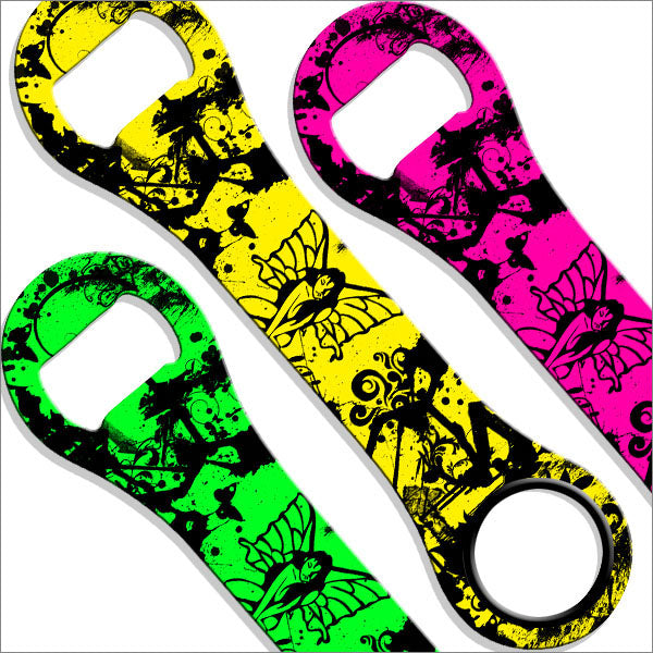 Dog Bone Bottle Opener / Bar Key - Neon Tribal Fairy - Color Options