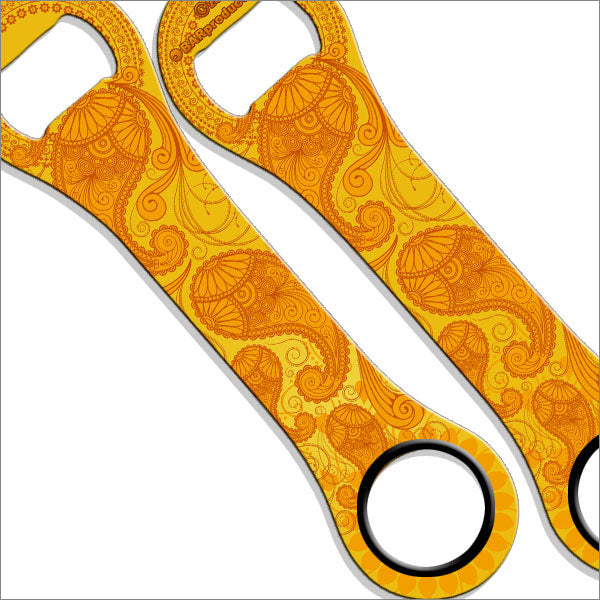 Dog Bone Bottle Opener / Bar Key - Orange Paisley