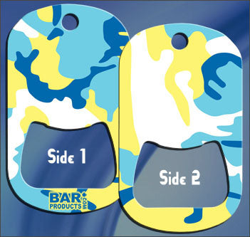 Dog Tag Bottle Opener - Blue and Yellow CAMO