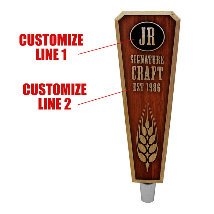 Oak Wood Beer Tap Handles - Flared Shape - Initial Signature Craft