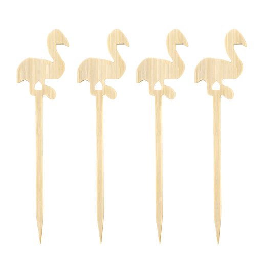 BarConic Bamboo Flamingo Cocktail Picks - 100 pack