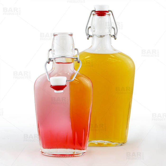  Flask Glass Bottle w/ Swing Top - Available in 8.5 or 17 ounce