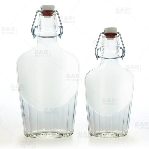  Flask Glass Bottle w/ Swing Top - Available in 8.5 or 17 ounce