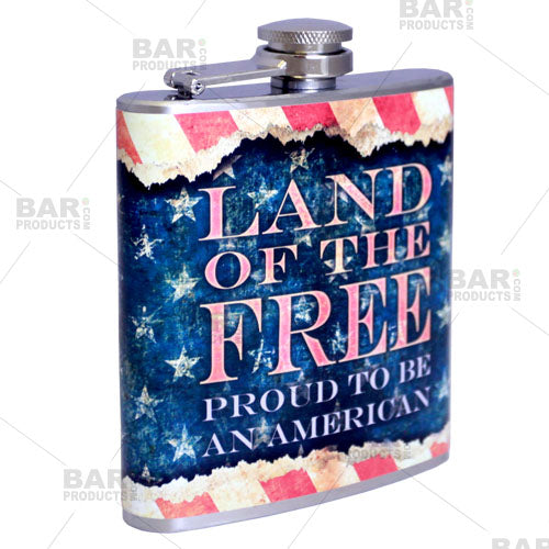 Stainless Steel Hip Flask - Vintage Patriotic Design - 6 ounce