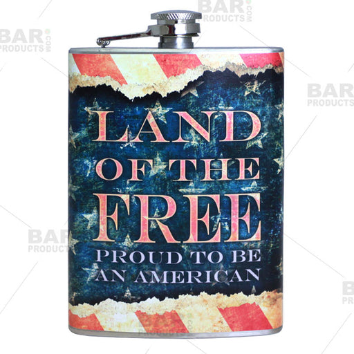 Stainless Steel Hip Flask - Vintage Patriotic Design - 8 ounce