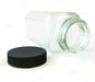 French Square Craft Bartending Jar w/ Black Lid - Clear 4oz