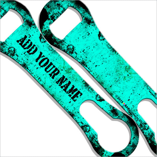 "ADD YOUR NAME"  V-ROD® Bottle Opener – Grunge – Teal