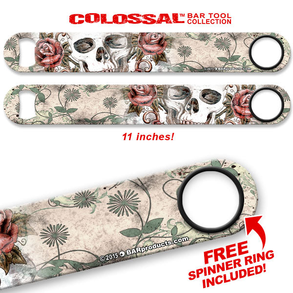 Kolorcoat™ 11" Long COLOSSAL™  Speed Bottle Opener – Skulls N Roses