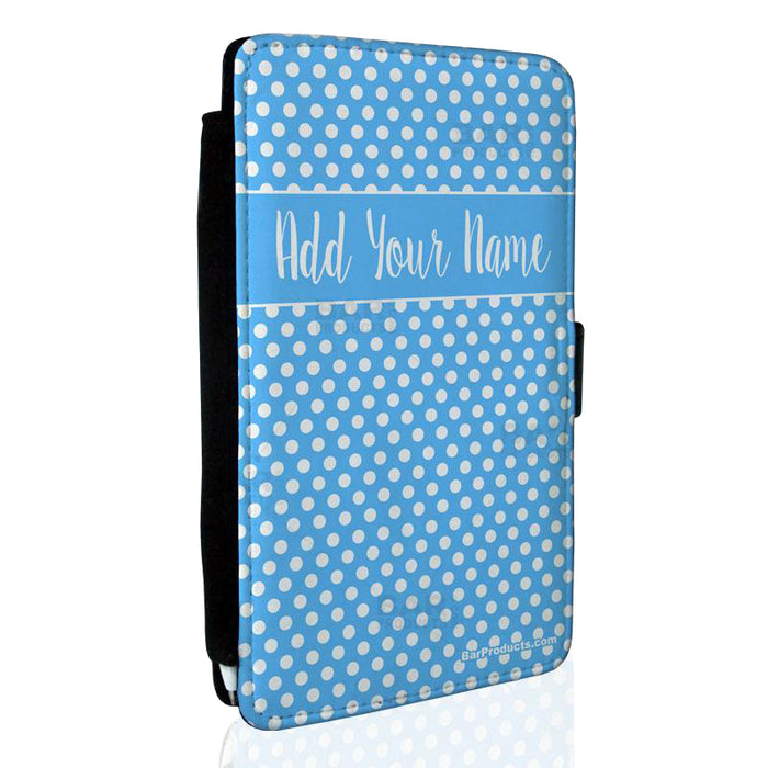 ADD YOUR NAME Guest Check Pad Holder - Blue Polka Dots