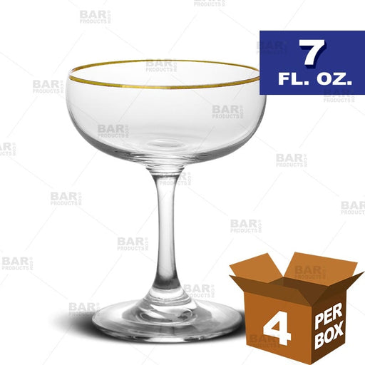 BarConic® Gold Rimmed Coupe Glass - 7 oz [Box of 4]