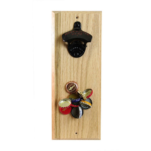 Hard Wood Wall Bottle Opener with Magnetic Cap Catcher