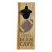 Engraved Man Cave Wooden Wall Bottle Opener w/ Magnetic Cap Catcher - football