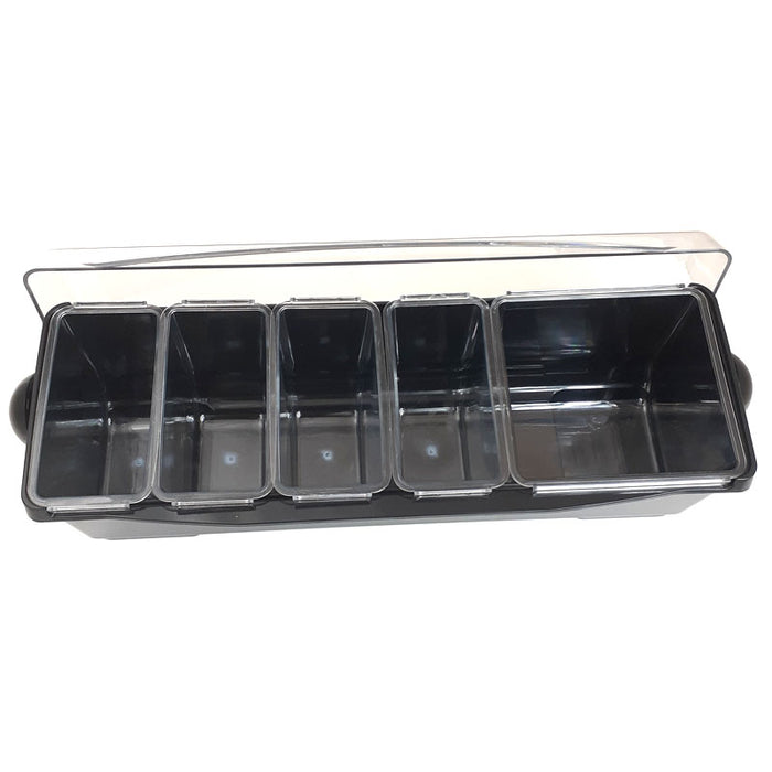 Condiment Holder (5) 1-Quart (1) 2-Quart Fruit Tray - Black