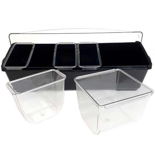 Condiment Holder (5) 1-Quart (1) 2-Quart Fruit Tray - Black