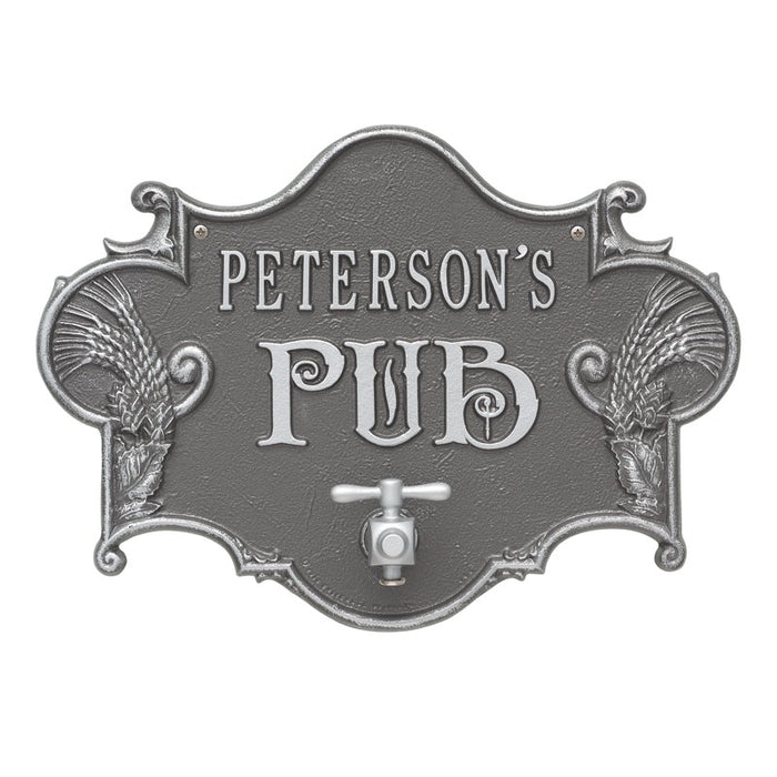 CUSTOMIZABLE Cast Aluminum Plaque (and Bottle Opener) - Hops and Barley Beer Pub Design