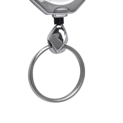 Chrome Octagon ID Retractable Badge Reel - Key ring