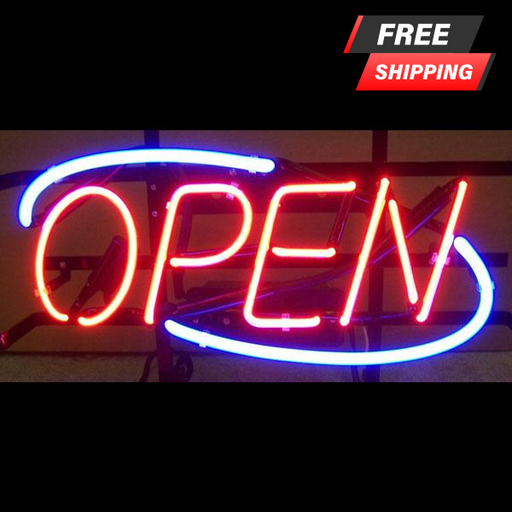 Open Blue Border NEON Sign