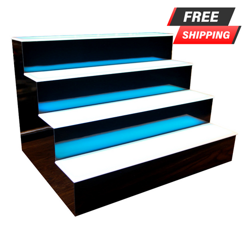 BarConic® LED Liquor Bottle Display Shelf 4 Tier Step Black Free Shipping