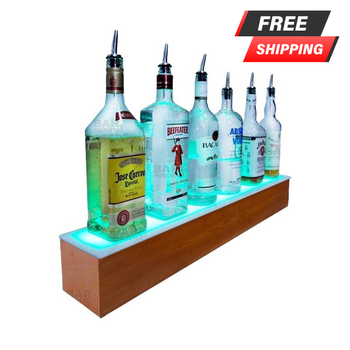 BarConic® LED Liquor Bottle Display Shelf - 1 Step - Wild Cherry - Several Lengths