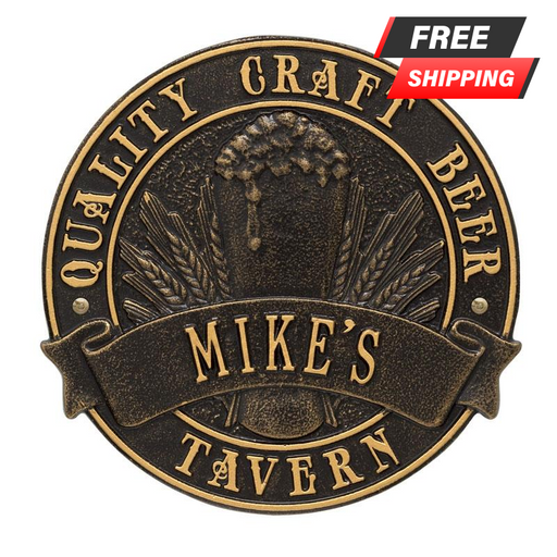 CUSTOMIZABLE Cast Aluminum Plaque - "Round" Quality Craft Beer