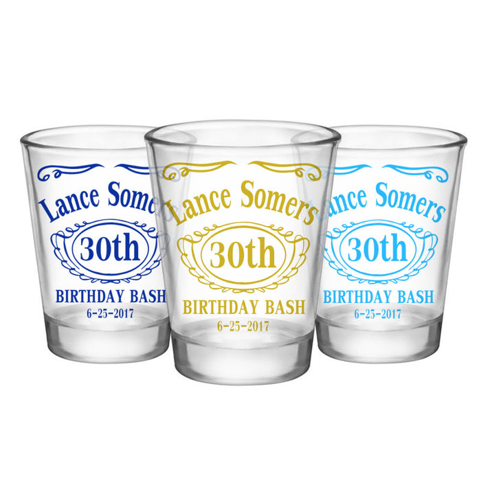 CUSTOMIZABLE - 1.75oz Clear Shot Glass - Birthday Bash