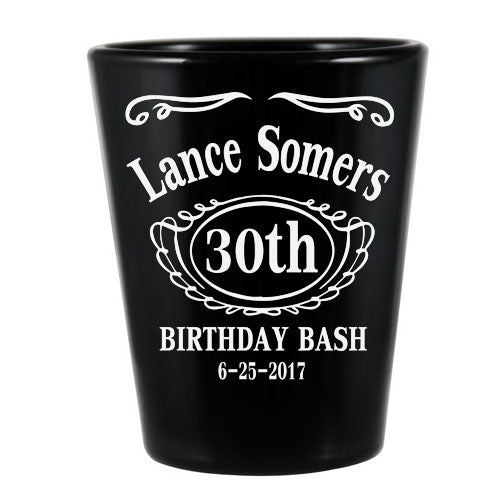 CUSTOMIZABLE - 1.75oz Black Shot Glass - Birthday Bash