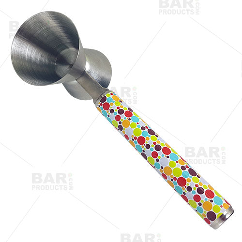 Jigger with Printed Handle Design - Retro Dots - .75oz x 1.25oz